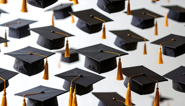 Graduation caps floating in the air (4)