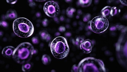 Abstract microscopic view of numerous purple cells