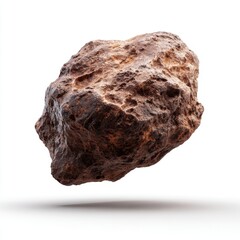 Dark Brown Irregular Rock on White Background