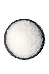 White Cane Sugar Crystals in Bowl on White Background - Yunnan Edible Sugar