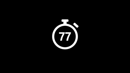 145 seconds countdown, Analog of simple clean timer motion graphic with text numbers, in and out, exercise pause, animated icon with black background.