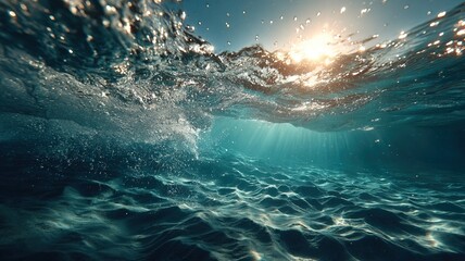 Fototapeta premium Sunlit Ocean Surface Underwater