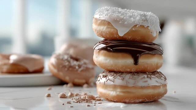 Sweet round: donut pastry, baked delight, golden crust, sugary swirl, soft crumb, frosted ring, warm snack, tasty treat, oven charm, dessert bite, breakfast joy, glaze pleasure, fluffy texture.
