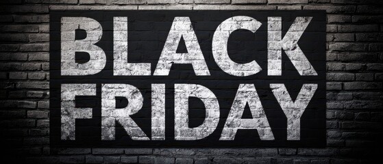 The Black Friday Sale Sign on a Stylish Brick Wall