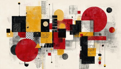 Abstract composition of geometric shapes in warm colors