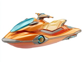 Futuristic Orange and Teal Jet Ski Design