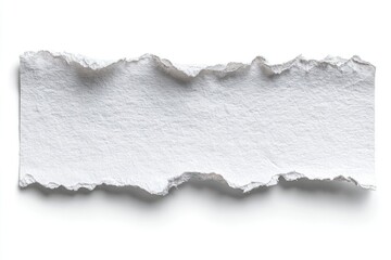 Torn piece of white paper on white background