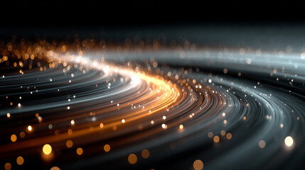 EPS10. Neon blurry circles at motion . Vector swirl trail effect . Abstract luminous rings slow shutter speed effect . Bokeh glitter round shapes . lights at motion exposure