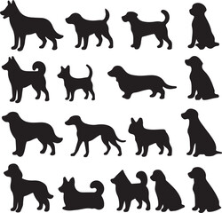 Dog   set vector silhouttee on white background
