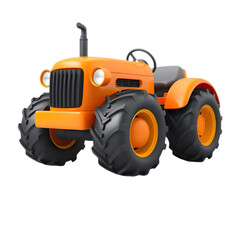 Obraz premium 3d minimal orange tractor icon in white transparent png background cutout 