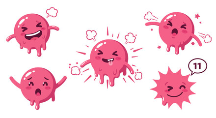 Cute blob emoticon set with various expressions