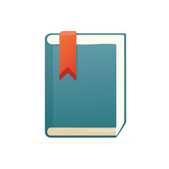 Illustration of a Closed Book with a Red Bookmark Ready for Reading