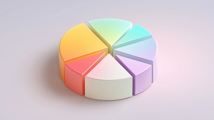 Obraz premium Vibrant Multicolored Pie Chart Displaying Segmented Data Distribution on Neutral Background for Business Analytics and Corporate Financial Performance Reporting and Statistical Visualization 