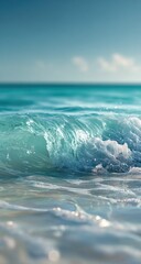 Obraz premium Turquoise ocean waves lapping at shore