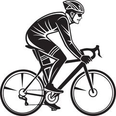 Fototapeta premium Silhouette of a cyclist in a racing posture on a bicycle, a symbol of sport and competition