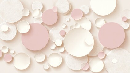 Abstract background with overlapping circles in pale pink and cream