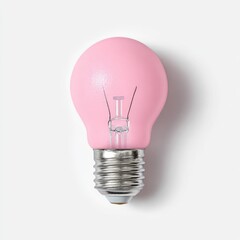 Fototapeta premium Single pink lightbulb on white background