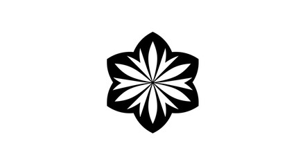 Geometric black floral mandala design on white background