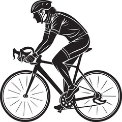 Fototapeta premium Silhouette of a cyclist in a racing posture on a bicycle, a symbol of sport and competition