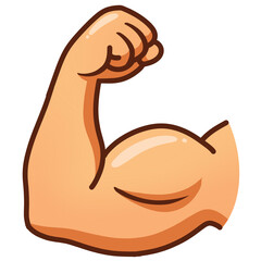 Strong Arm Cartoon Illustration, Flexed Bicep Muscle Icon, Fitness Strength Symbol PNG.