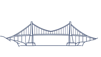 Obraz premium bridge logo vector icon illustration line outline monoline
