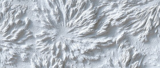 Abstract textured surface of radiating, mountainous formations in a light gray/white color