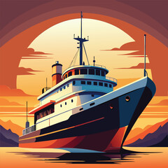 ship silhouette vector new style modern and realis