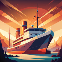 ship silhouette vector new style modern and realis