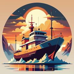 ship silhouette vector new style modern and realis