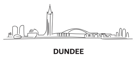 Fototapeta premium Simple sketch drawing of Dundee skyline vector illustration. Modern city in Europe in simple linear style vector design concept. One of big city in Scotland.