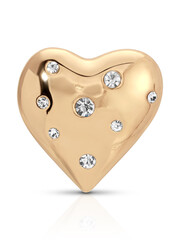 A shiny heart-shaped metal pendant with a chain, perfect for a romantic love or Valentine's Day illustration