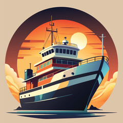 ship silhouette vector new style modern and realis