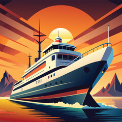 ship silhouette vector new style modern and realis