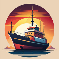 ship silhouette vector new style modern and realis