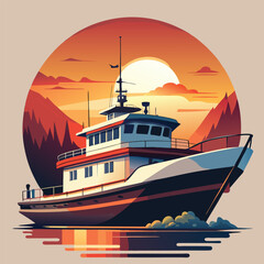 ship silhouette vector new style modern and realis