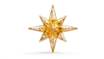 Golden star ornament, crystal facets