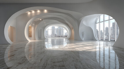 empty white room without furniture. full spherical hdri panorama 360 degrees in interior room in modern apartments,  office or clinic in equirectangular projection