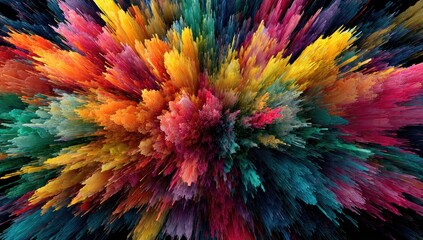 Obraz premium Abstract explosion of vibrant colors radiating outward