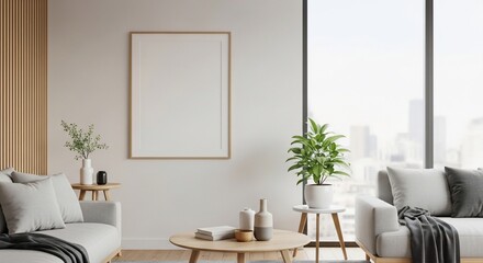 Modern Minimalist Living Room Interior Design Mockup