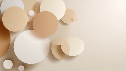 Abstract background with layered circles in muted beige and cream tones