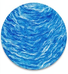 Abstract circular painting of rippling, textured blue water