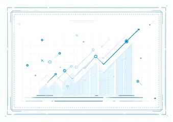 Abstract graph illustration showing upward trend, with light blue lines and shapes on a white grid background.  Graphic elements like small circles and lines suggest data points and connections.