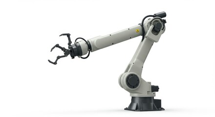 Articulated Robotic Arm - Precision Engineering, Isolated on White.