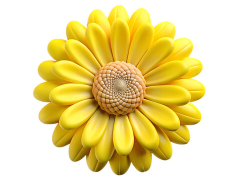 A single bright yellow daisy with a textured brown center on a black background flower bloom - Powered by Adobe