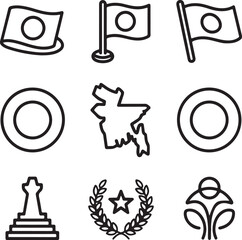 Fototapeta premium Bangladesh Flag Variations Vector Icons Collection with Map, Landmark, National Emblem, and Decorative Motifs