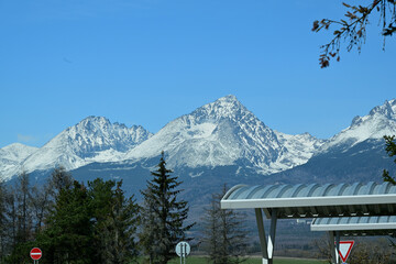 Tourist shelter under the peaks of the Tatras in natureped mountains 