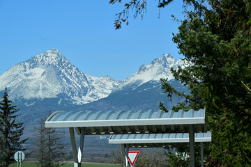 Tourist shelter under the peaks of the Tatras in natureped mountains 