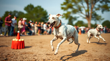 white dog polish greyhound dessert run