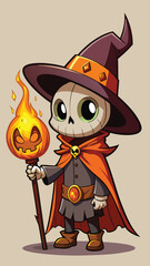 Cute cartoonish skeleton wearing a wide brimmed hat ideal for halloween or fun themed designs