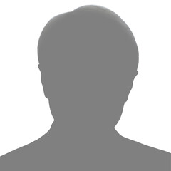 Silhouette of a young man. Avatar in gray color. Male silhouette isolated on white